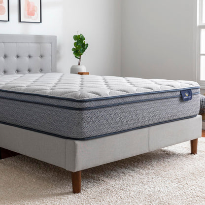 The Serta Perfect Sleeper Charlotte 10.5 inch Plush Euro Top mattress in a bedroom with a plant next to the bed