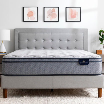 Serta Perfect Sleeper Charlotte 10.5 inch Plush Euro Top Mattress in a bedroom on a grey bed