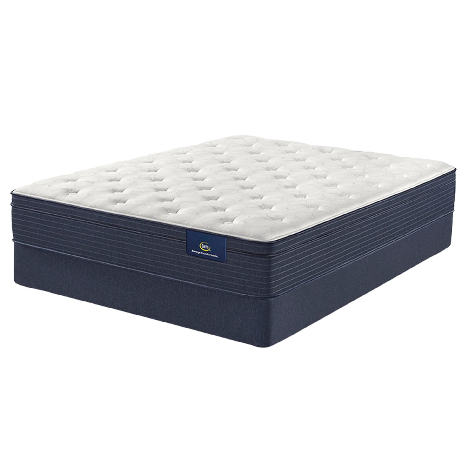 The Serta Classic Plush EuroTop 11.5" on a foundation, alone on a white background