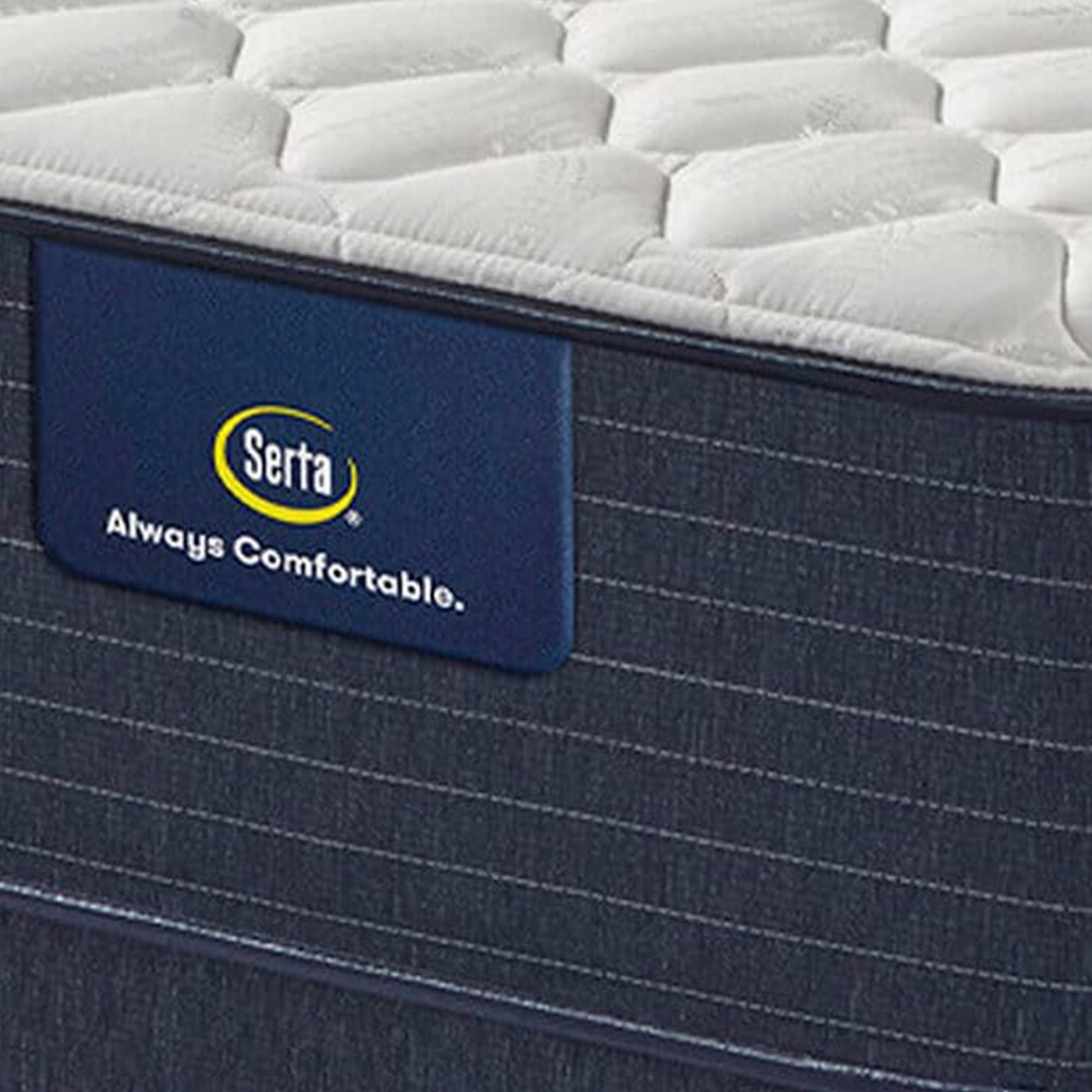 Corner view, showing label for a Serta Classic Firm 10.5"